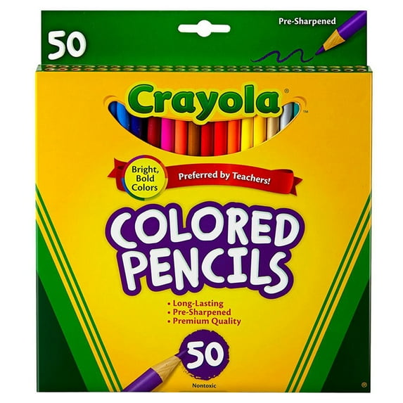 Crayola Colored Pencils, Full Length, Assorted Colors, 50 Count, Set Of 2 Boxes