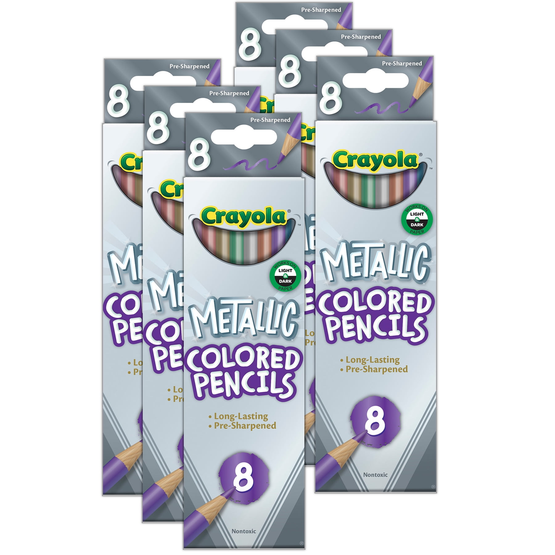 Crayola Colored Pencils, Metallic, 8 Per Pack, 6 Packs