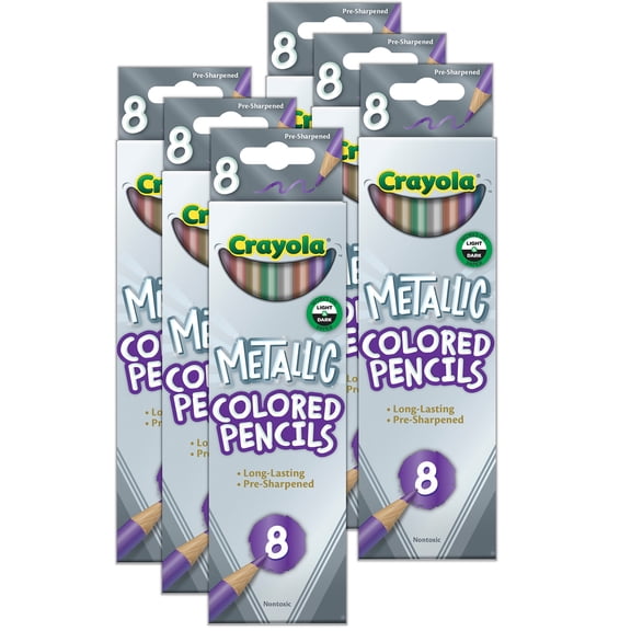 Crayola Colored Pencils, Metallic, 8 Per Pack, 6 Packs