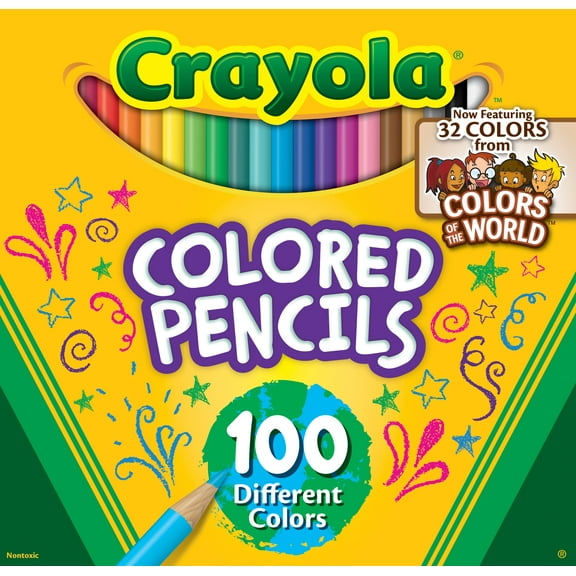 Crayola Colored Pencils, School Supplies, With Colors of the World, Beginner Child, 100 Pcs