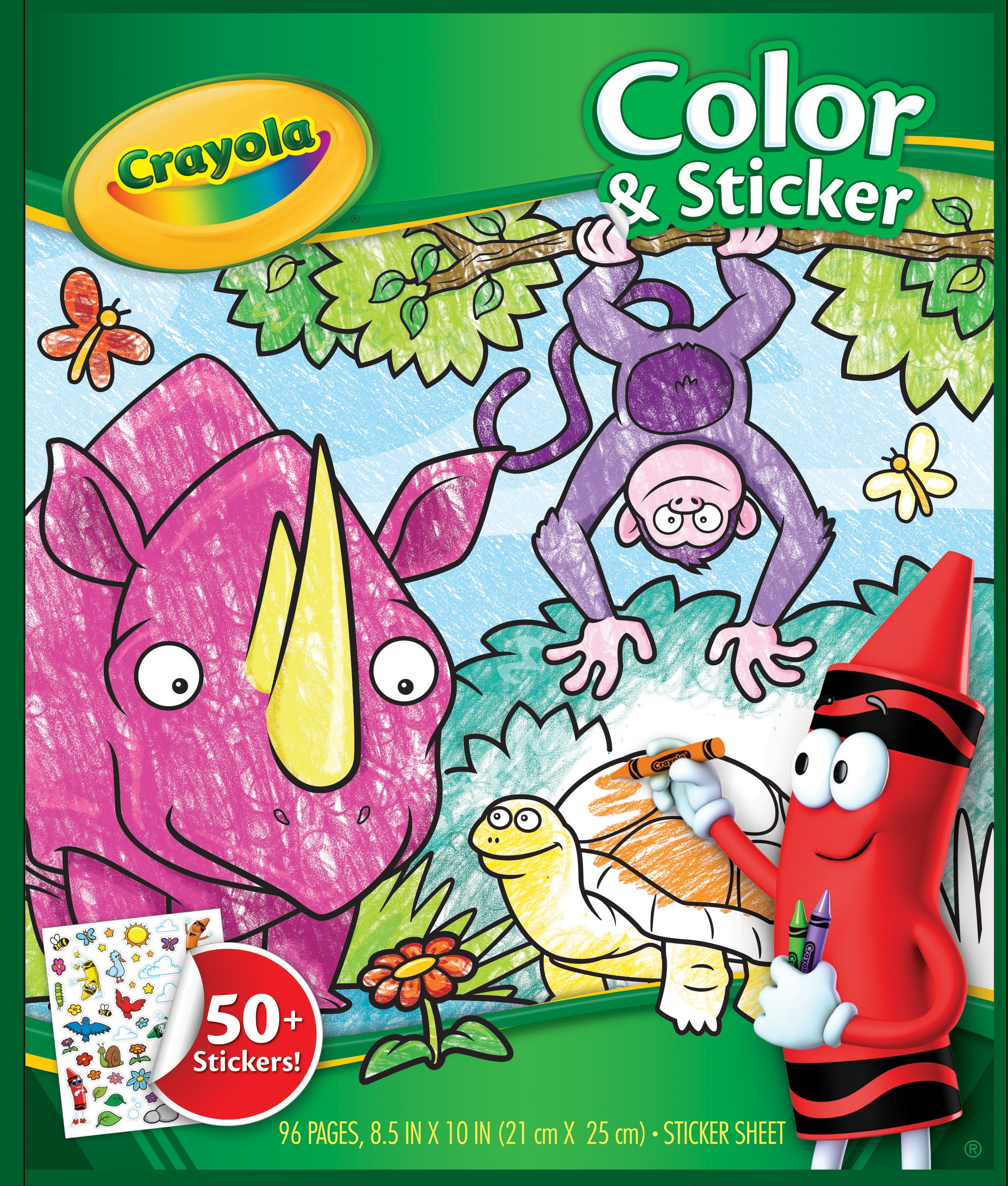 Crayola Jungle Animal Coloring Book With 50+ Stickers, Gift For Kids, 96 Pages