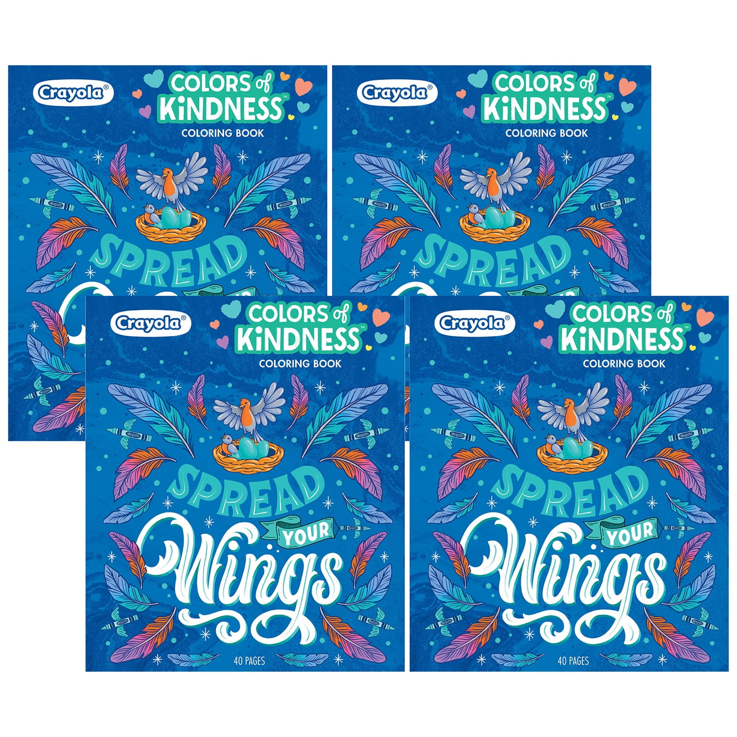 Crayola Colors of Kindness Adult Coloring Book, Pack of 4