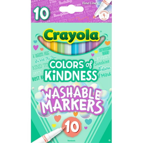 Crayola Colors of Kindness Fineline Markers, School Supplies, 10 ct, Assorted Colors