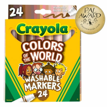 Crayola Colors of the World Broad Line Markers, Skin Tone Markers, School Supplies for Kids, 24 Colors