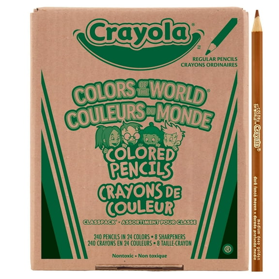 Crayola Colors of the World Skin Tone Colored Pencils Classpack (240ct), Bulk School Supplies, Art Classroom Must Haves, Teacher Essentials, Gifts, Ages 5, 6, 7, 8