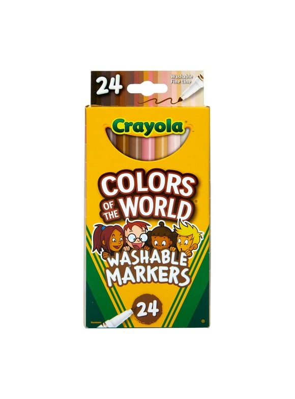 Crayola Colors of the World Markers 24 Count, Fine Line Washable Skin Tone Markers, School Supplies