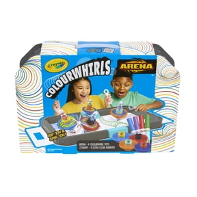 Crayola Colourwhirls Battle Arena Set, DIY Gyro Spin Art Toy, 4 Battling Spinning Tops, Competitive Games, Creative Gift for Kids, Ages 6 & Up