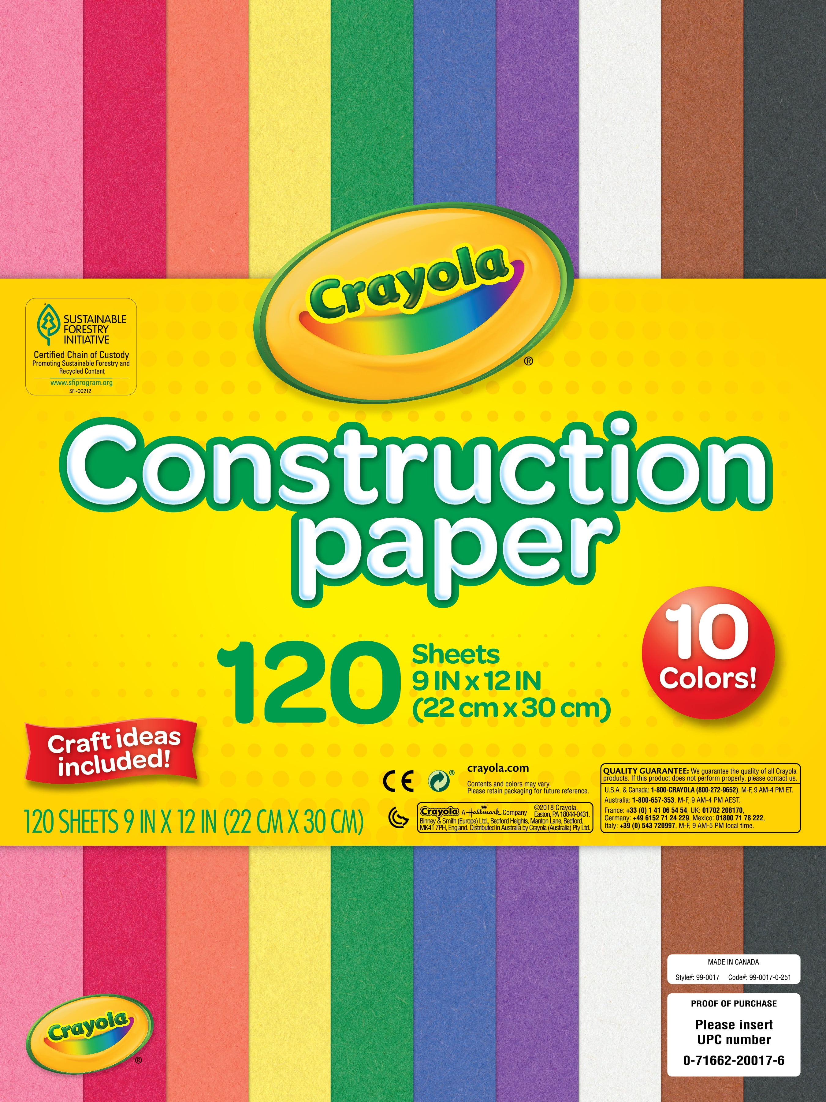 Crayola Construction Paper in 10 Assorted Colors, 120 Sheets