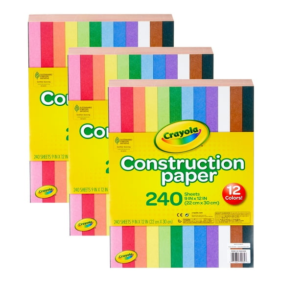 Crayola Construction Paper, 240 Sheets Per Pack, 3 Packs