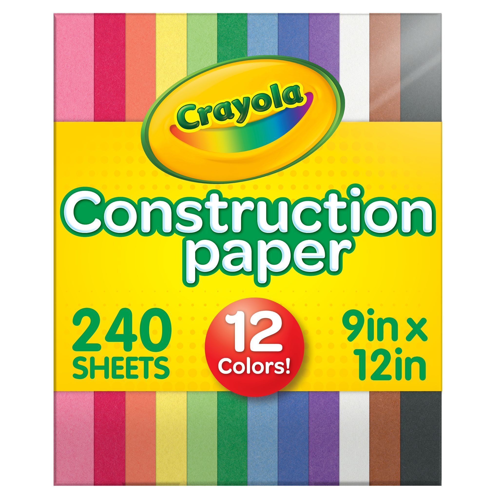 Crayola Construction Paper in 10 Assorted Colors, School Supplies, Beginner Child, 240 Sheets - image 1 of 8