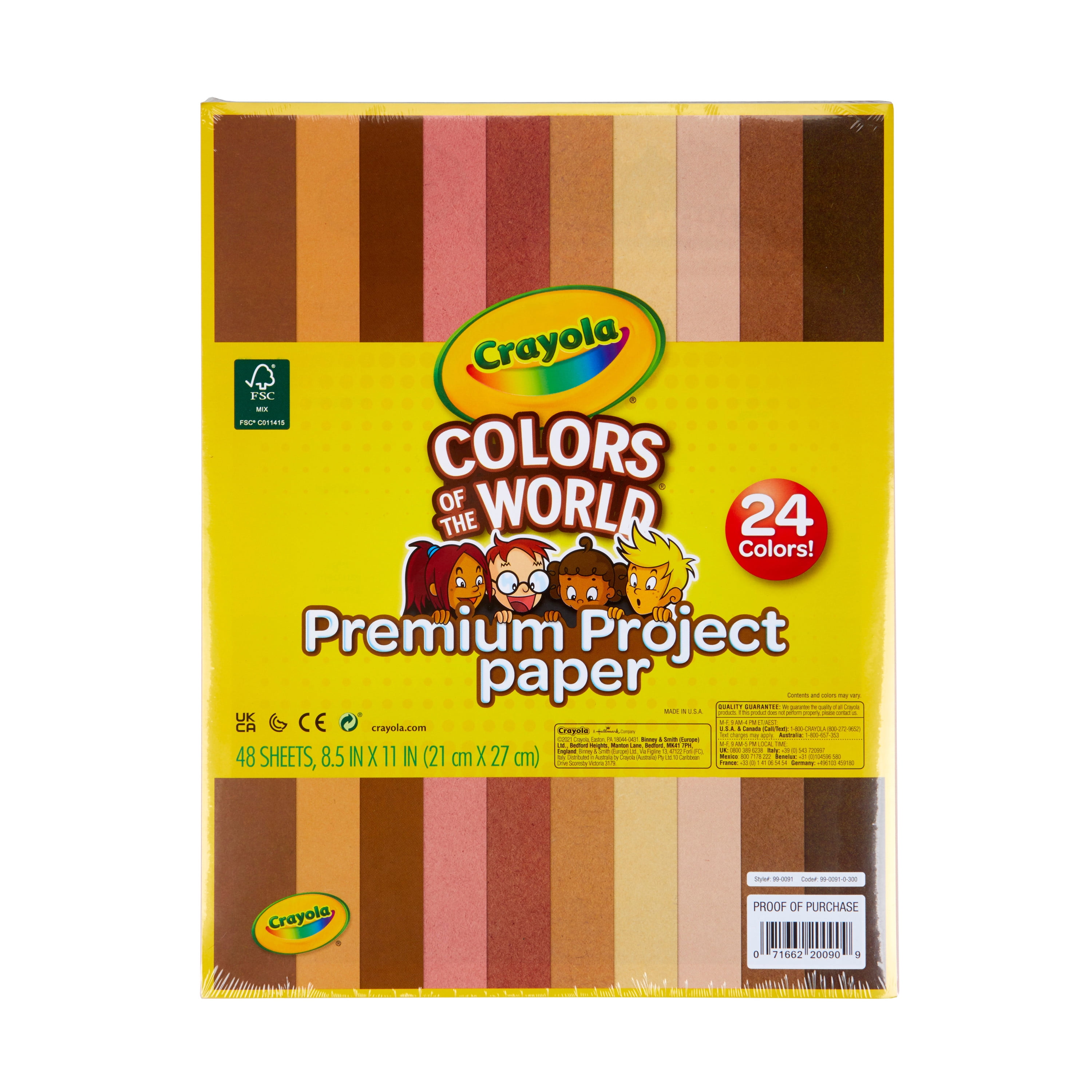 Crayola Construction Paper in Colors of the World, 8.5” x 11”, 24 Colors,  Craft Supplies, 48 Pages