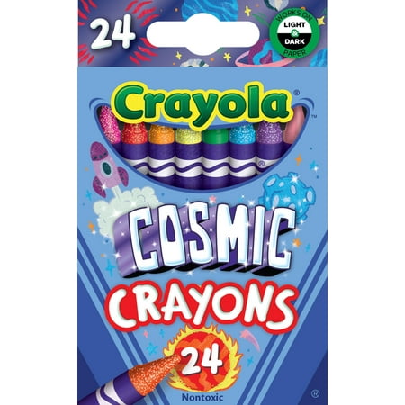 Crayola Cosmic Crayons, Pearl & Glitter Colors, 24 Count, Gift for Kids, Ages 4 & up