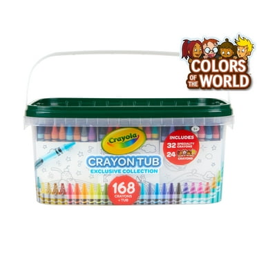 Crayola Crayon & Storage Tub, 168 Ct, With Specialty Crayons, Classroom Must Haves, Coloring Gifts for Kids and Teachers