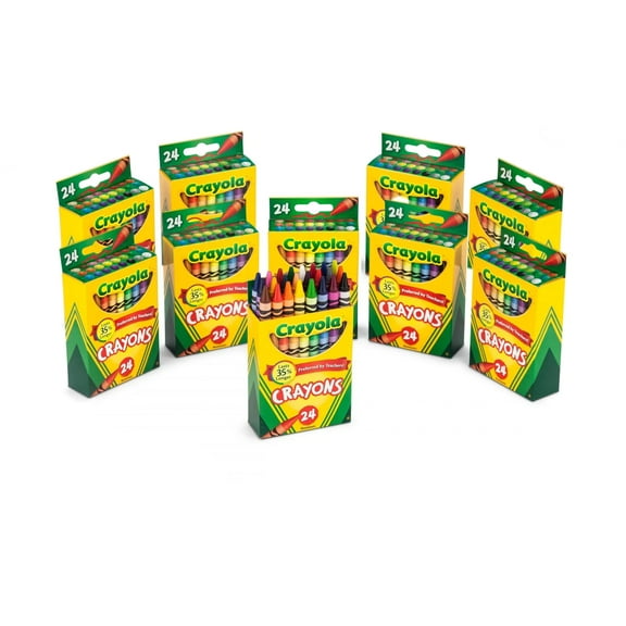 Crayola Crayons 24 Count, 10 Pack Bundle, Bundle for Teachers, Nontoxic, Preferred by Teachers (10 Packs, 240 Crayons)