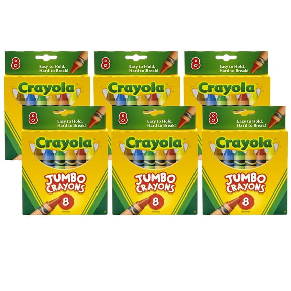 Crayola Crayons, Jumbo Size, 8 Colors Per Box, Set Of 6 Boxes