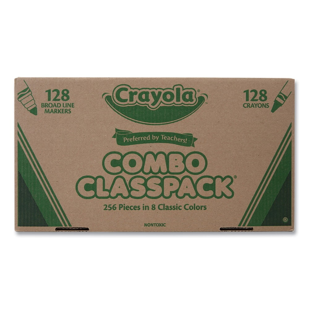 Crayola Crayons and Markers Combo Classpack, 256 Pieces in 8 Classic Colors