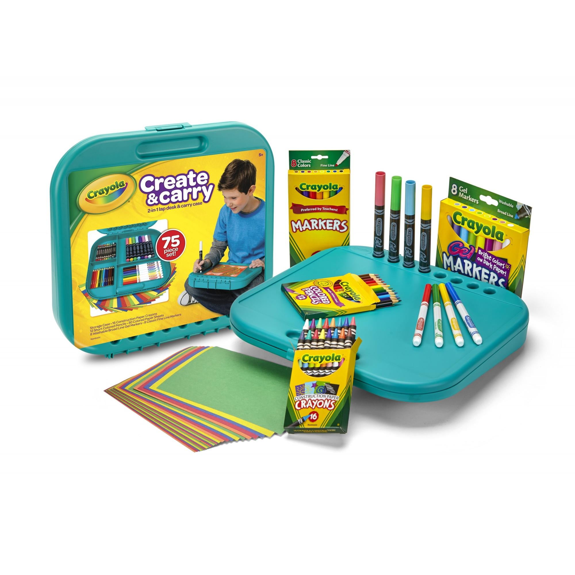Teal Portable Art Kit with Crayons, Markers, and Pencils