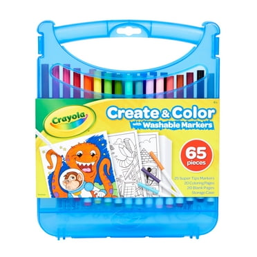 Crayola Create & Color Super Tips Marker Kit, Easter Basket Stuffers, 25 Markers with Storage, Child