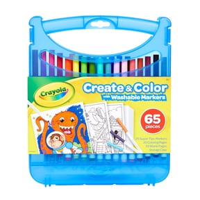 Crayola Create & Color Super Tips Marker Kit, 25 Ct Markers, Back to School Supplies, Arts & Crafts, 40 Pgs, Storage Case, Gift for Teachers and Kids, Ages 4+