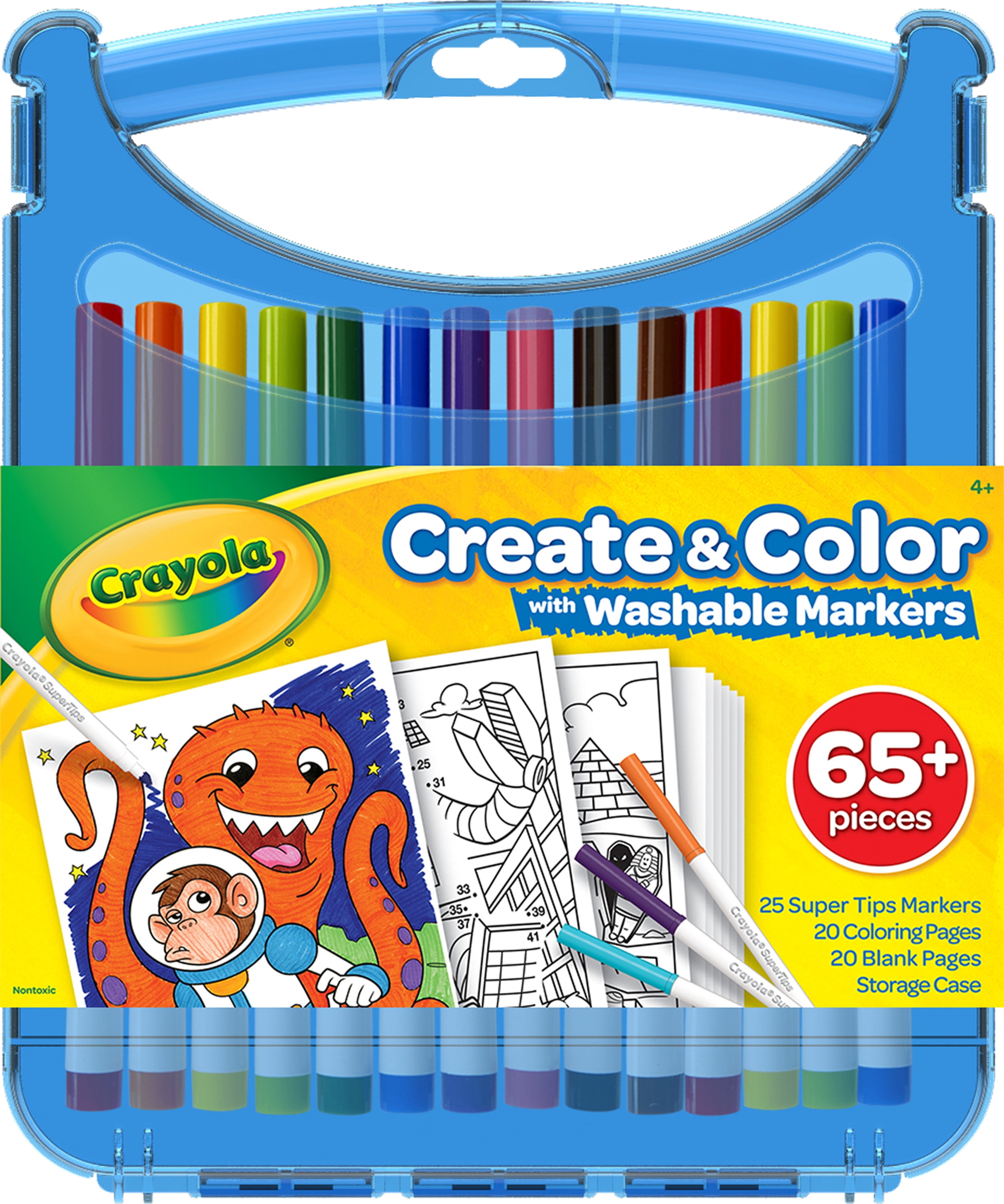 Crayola Create & Color Super Tips Marker Kit, 25 Ct with Storage, Back to School Supplies, Travel Activities, Coloring Art Gift for Kids, Ages 4, 5, 6, 7, 8