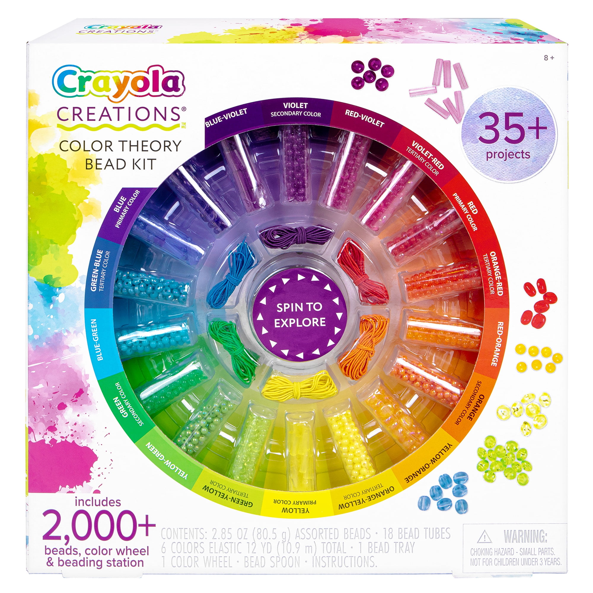 Crayola Creations Color Theory Bead Kit Jewelry Making Tween Activity, 2000+ Plastic Bead Kit