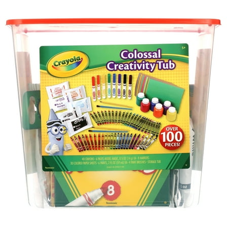 Crayola Creativity Tub, Art Set, 102 Pcs, Arts & Craft Supplies, Creative Toys, Screen Free Activity, Coloring Gift for Kids