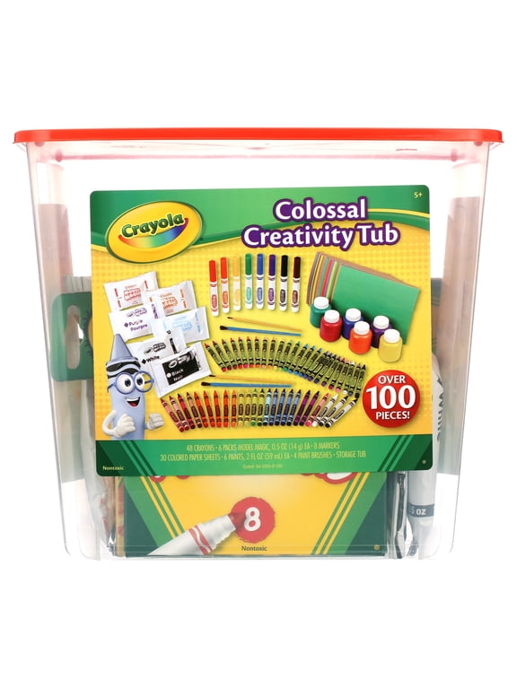 Creativity Tub, Art Set, 102 Pcs, Arts & Craft Supplies, Creative Toys, Screen Free Activity, Coloring Gift for Kids