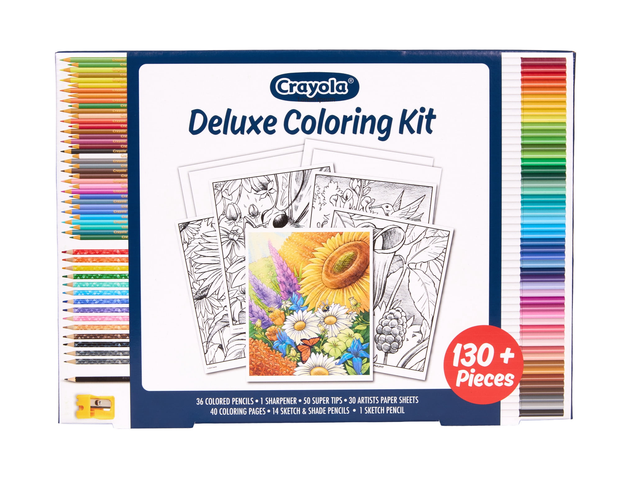 Crayola Deluxe Wildflower Adult Coloring Kit, 130+ Pcs, Arts and