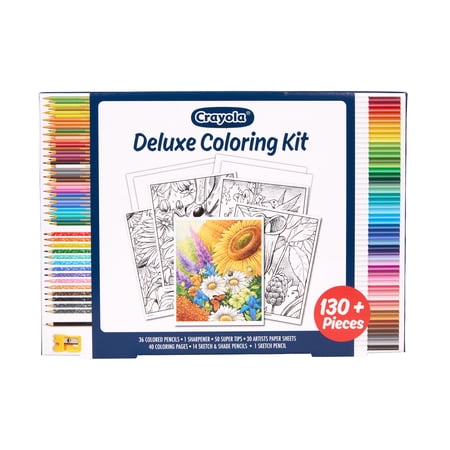 Crayola Deluxe Wildflower Adult Coloring Kit, 130+ Pcs, Arts and Crafts Activity, Gift for Teens & Adults, Ages 9+