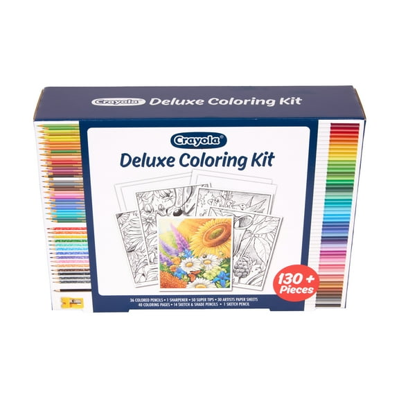 Crayola Deluxe Wildflower Adult Coloring Kit, 130+ Pcs, Arts and Crafts Activity, Gift for Teens & Adults, Ages 9+
