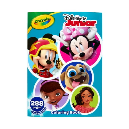 Crayola Disney Coloring Book with Stickers, Disney Junior, Gift for Kids, 288 Pages, Ages 3, 4, 5, 6