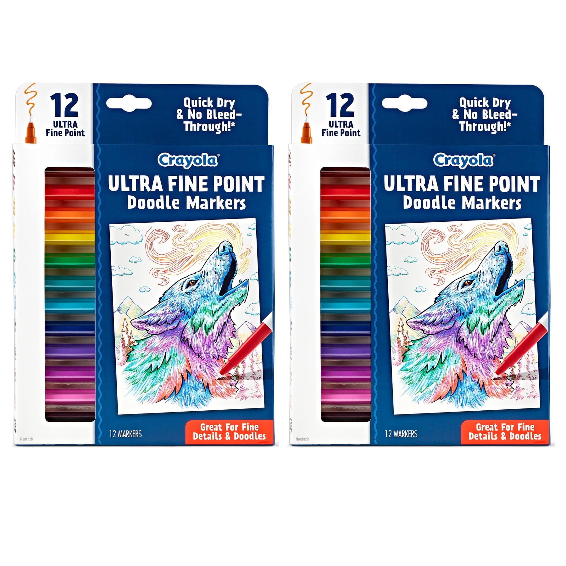 Crayola Doodle & Draw Ultra Fine Point Doodle Marker, 12 Per Pack, 2 ...