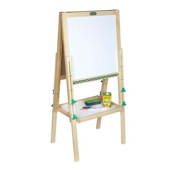 Crayola Double Sided Wooden Easel for Kids, Magnetic Dry Erase & Chalkboard, Adjustable Height, Art