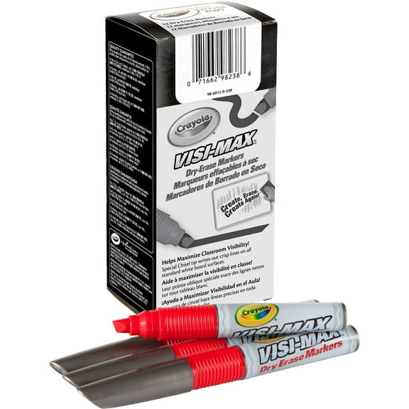Crayola Dry Erase Marker, Chisel Tip, Red, Dozen