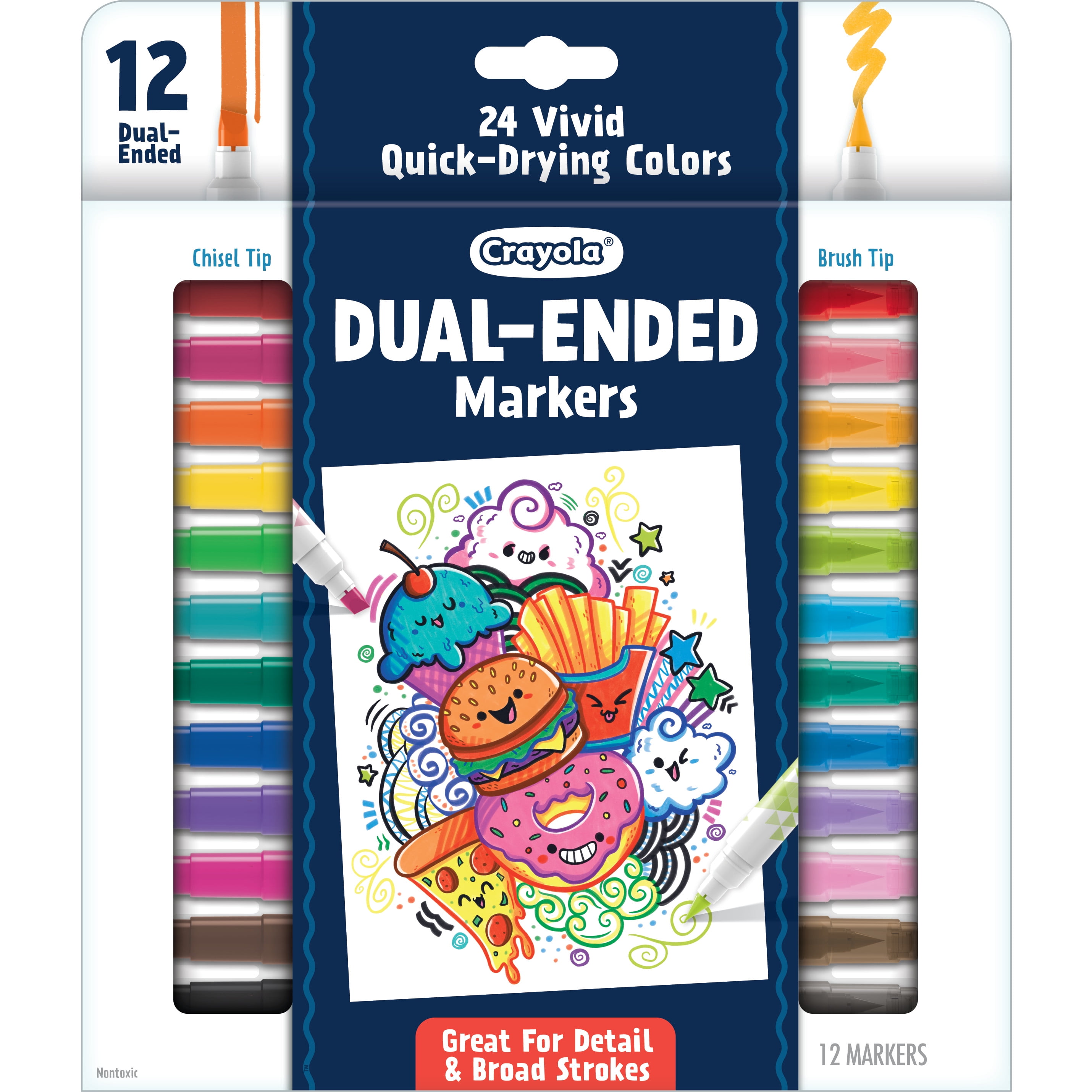 Crayola Dual Chisel Tip & Brush Markers, Art Markers, Gifts for Teens, 12ct
