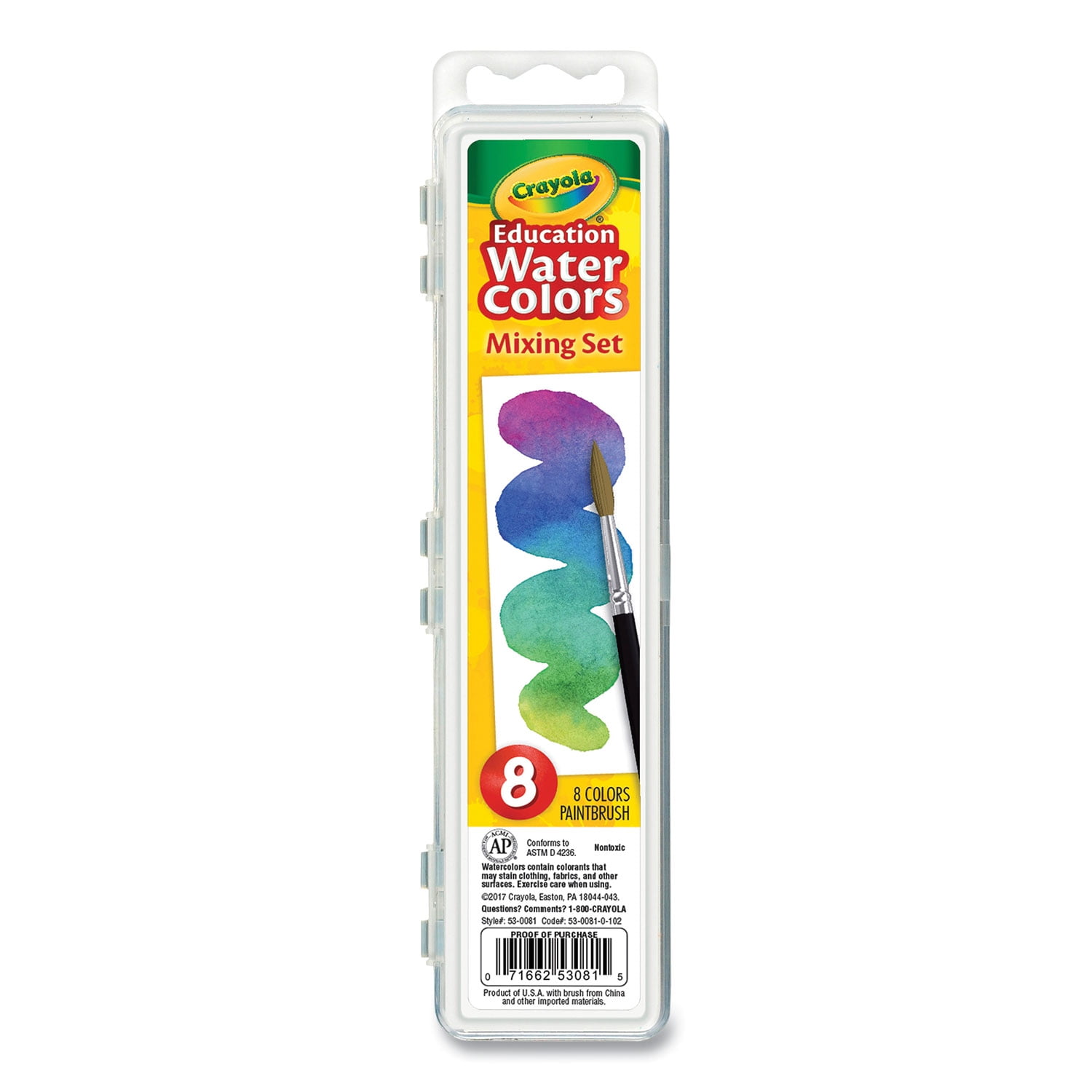 Crayola 8-Color Watercolor Mixing Set with Brush