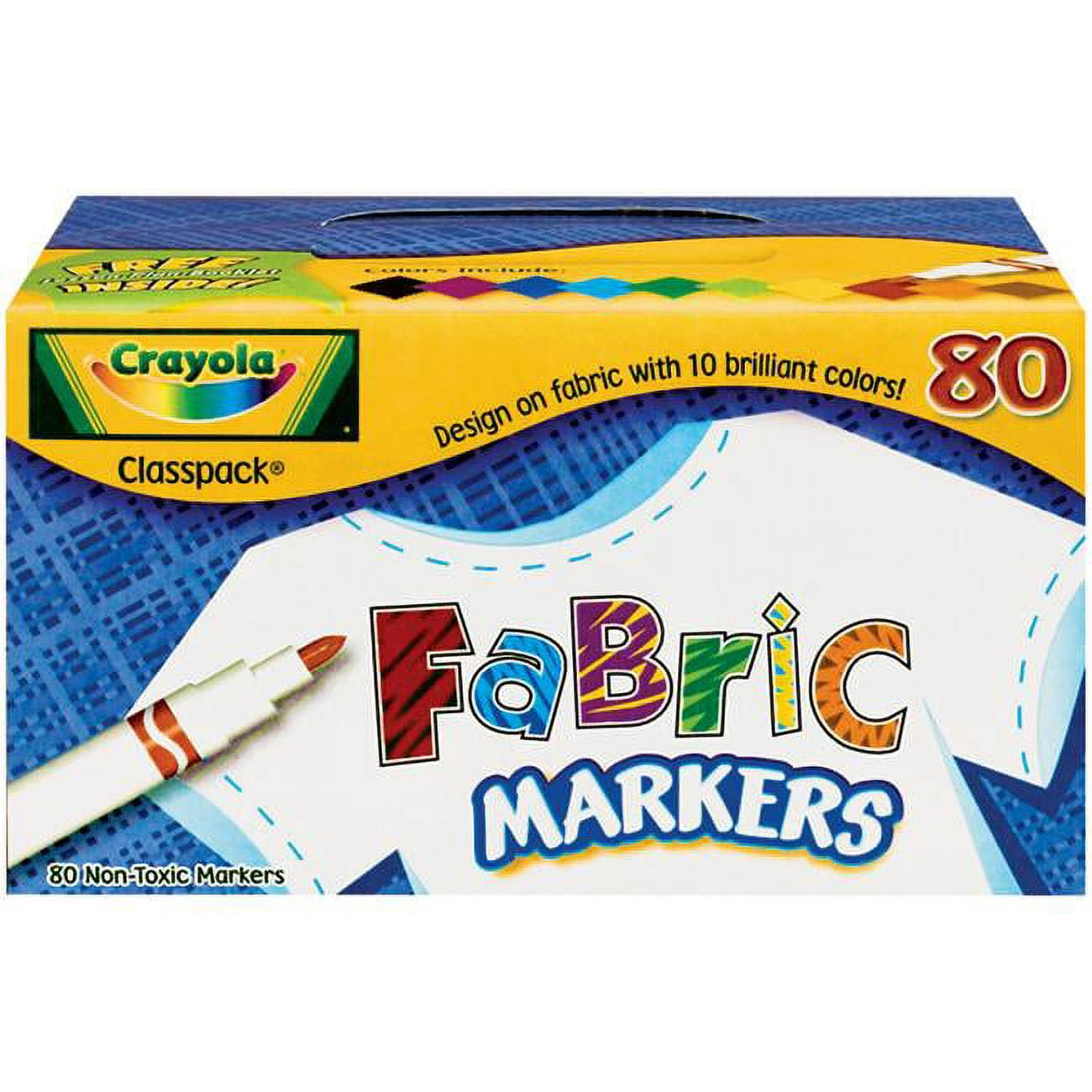 Crayola Fabric Markers Classpack Assorted Colors Pack of 80