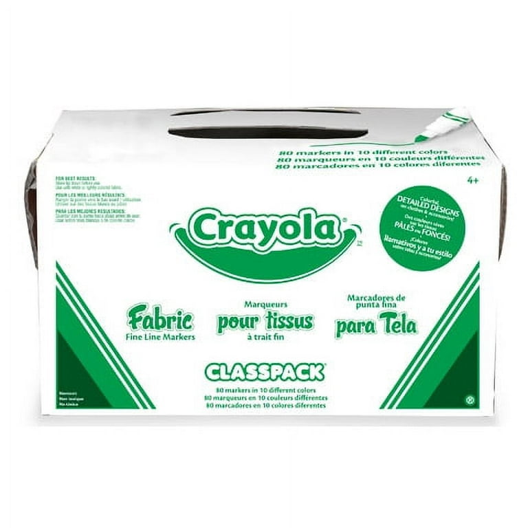 Crayola Fabric Marker Classpack, Ten Assorted Colors, 80/Box