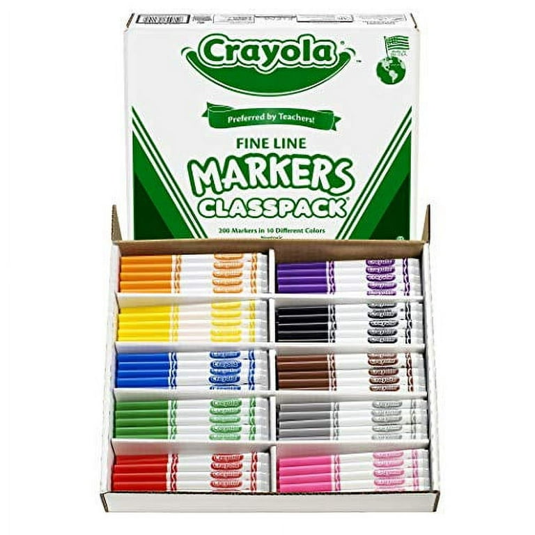  Crayola Non-Toxic Washable Marker Classroom  Assortment, Fine Tip, Assorted Colors, Pack Of 200 : Learning: Supplies