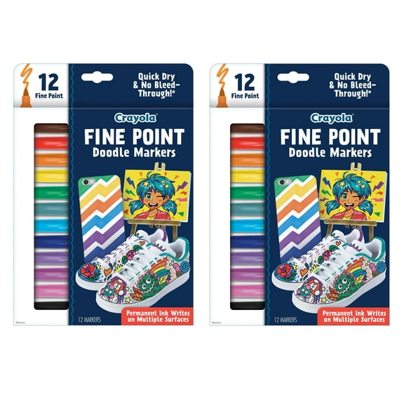 Crayola Doodle & Draw Fine Point Doodle Marker, 12 Per Pack, 2 Packs