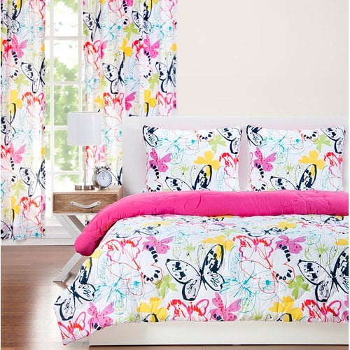 Crayola Flutterby Artsy Butterfly 3-piece Comforter Set