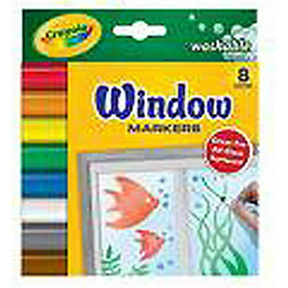 Crayola Fx Washable Window Markers, Fine Point, Assorted Colors, 8 Count