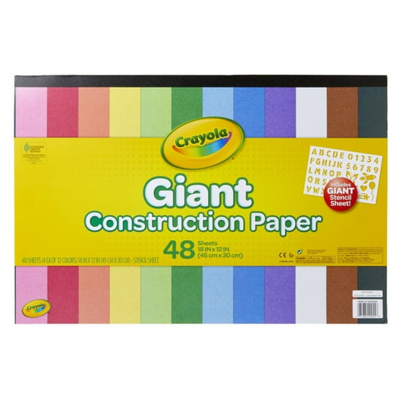 Crayola Giant Construction Paper Pad 18X12 Inch W/Stencil, 1 Pack of 2 Piece