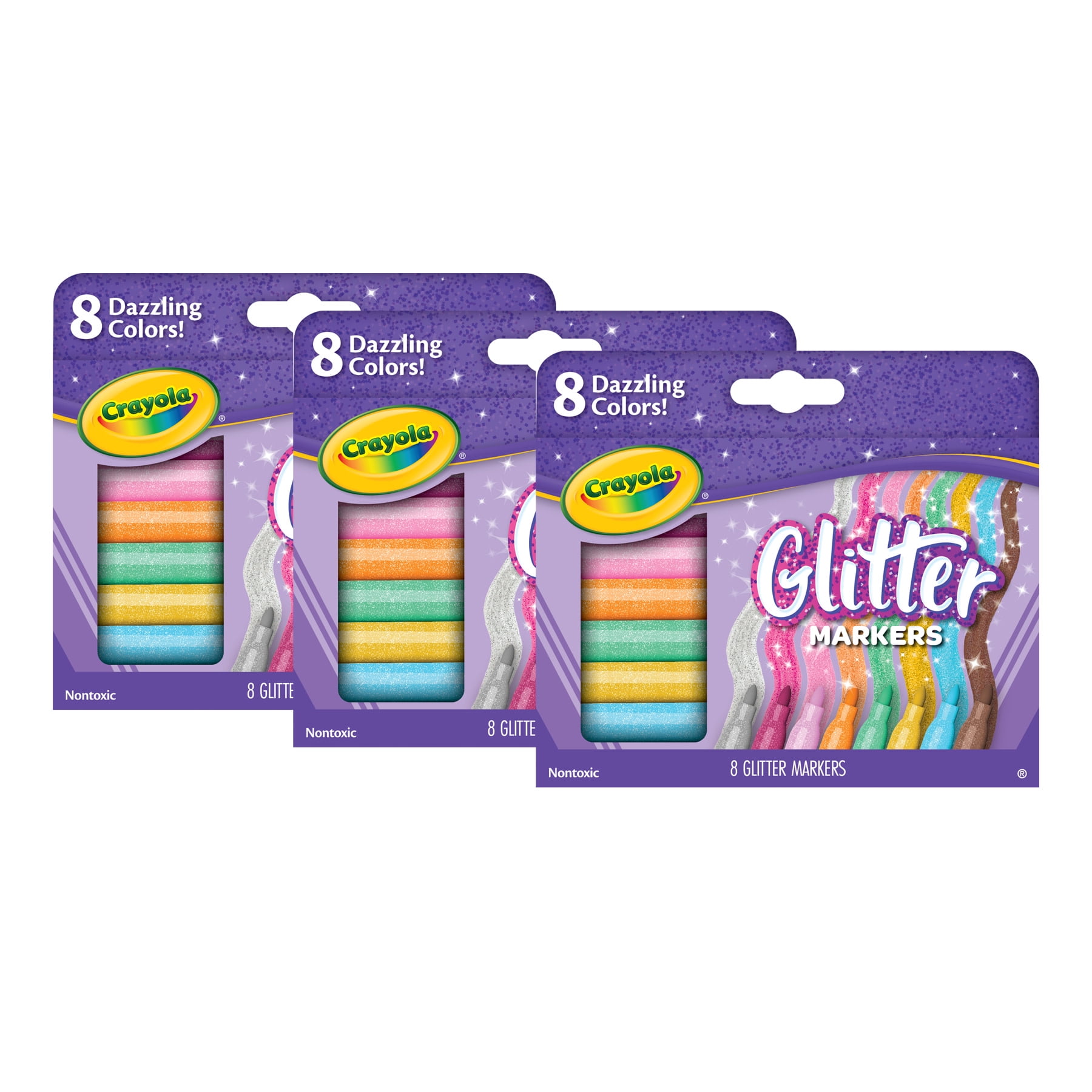 Crayola Glitter Markers, 8 Per Pack, 3 Packs