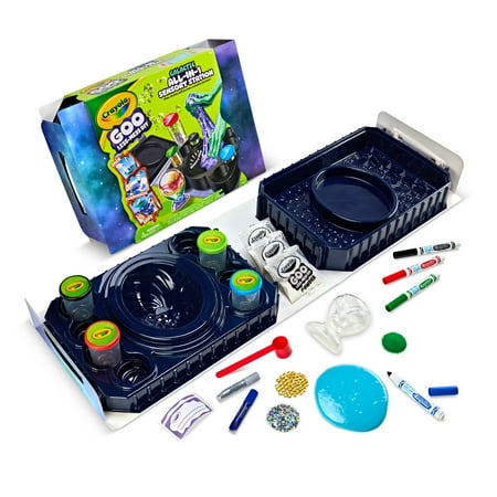 Crayola Goo All-in-1 Sensory Station, Galactic Slime Making Kit for Kids, Less Mess DIY Arts & Crafts Set, Sensory Toys, Back to School Gifts for Kids, Ages 6+