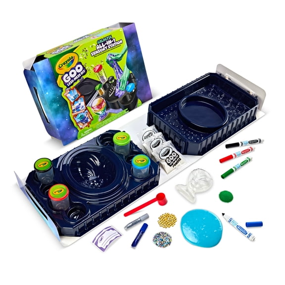 Crayola Goo All-in-1 Sensory Station, Galactic Slime Making Kit for Kids, Less Mess DIY Arts & Crafts Set, Sensory Toys, Back to School Gifts for Kids, Ages 6+