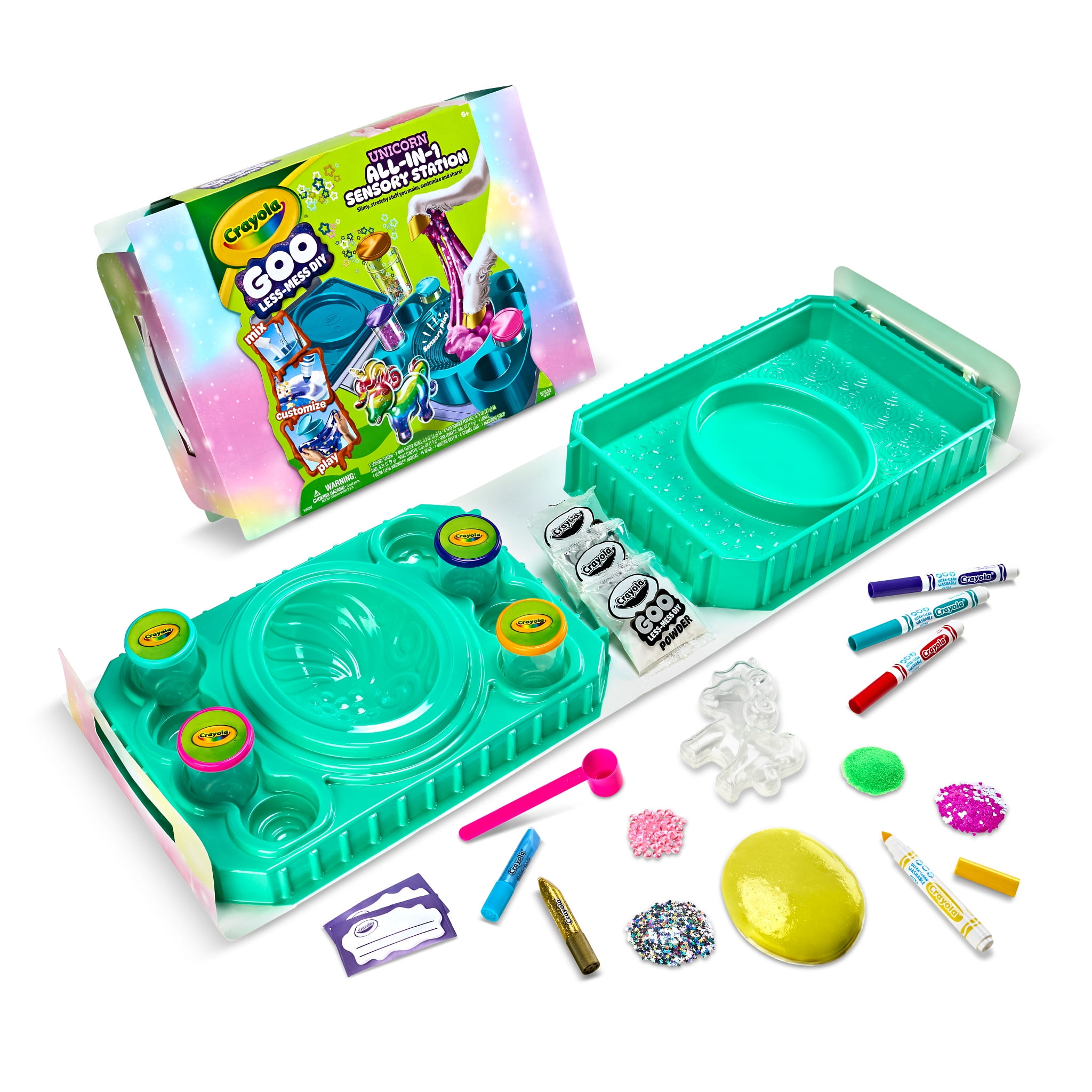 Crayola Goo All-In-1 Sensory Art Station, Unicorn Slime Making Kit