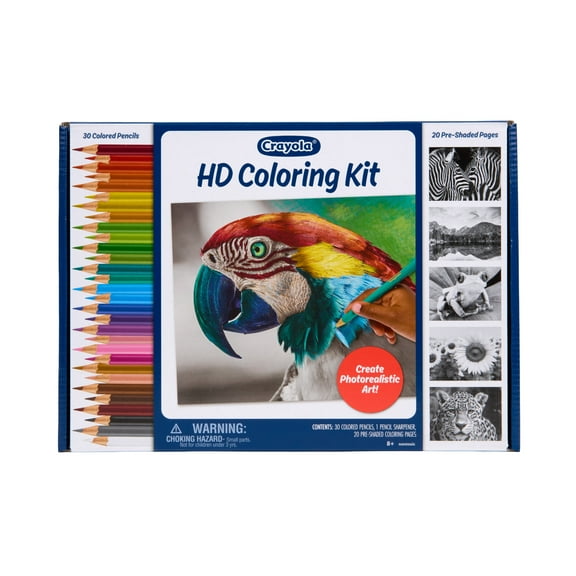 Crayola HD Coloring Kit, 40 Colored Pencils & 20 Premium Coloring Pages, Craft Set, Art Gift for Teens & Adults, Ages 8+