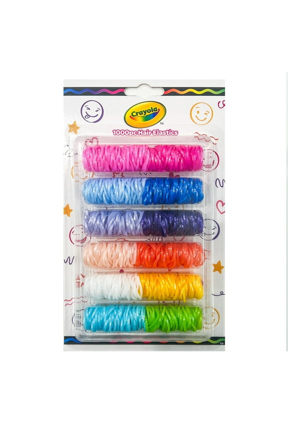 Crayola Girls Polybond Elastic Hair Ties, Assorted Colors, Medium Size, 1000 Count