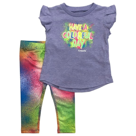 Crayola Infant Girls Colorful Day Baby Outfit Rainbow Shirt & Leggings Set 18m